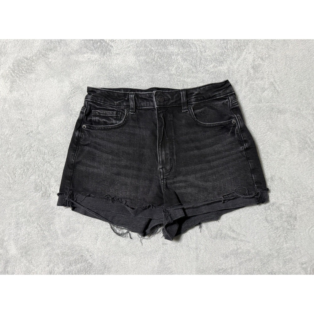 American Eagle Shorts Womens 6 Black‎ Mom Short Stretch Denim Cuffed 28